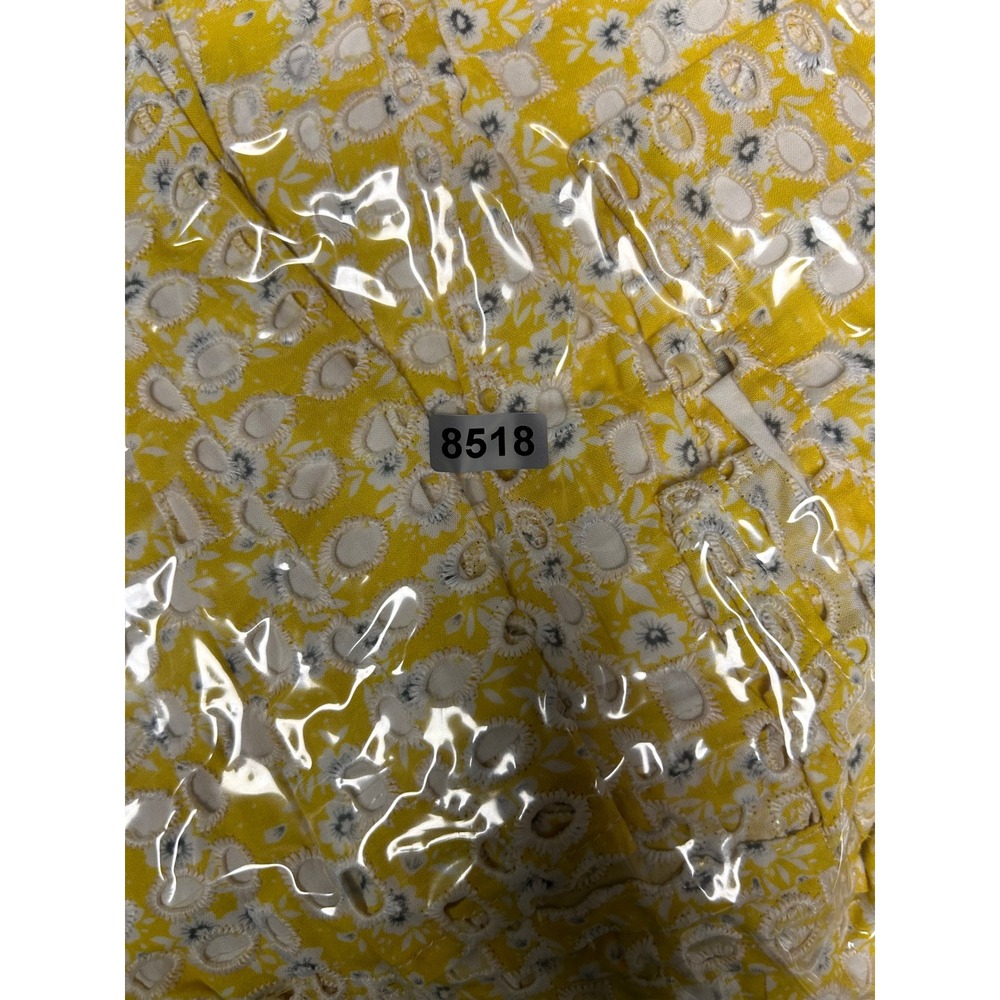Cottagecore LINI Women XS Yellow Floral Eyelet Puff Sleeve Mini Dress Sweetheart - Picture 11 of 11